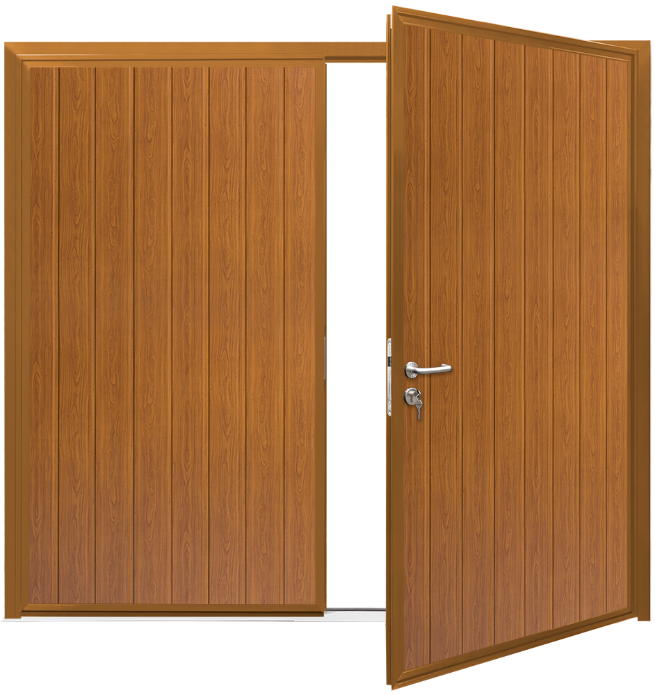 Teckentrup Insulated CarTeck Side Hinged Standard Ribbed Vertical - Golden Oak