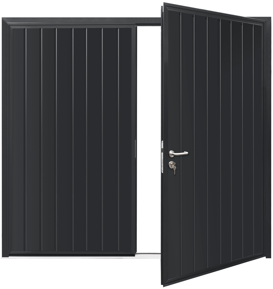 Car Teck Side Hinged Standard Rib Vertical Smooth Graphite Black RAL 9011