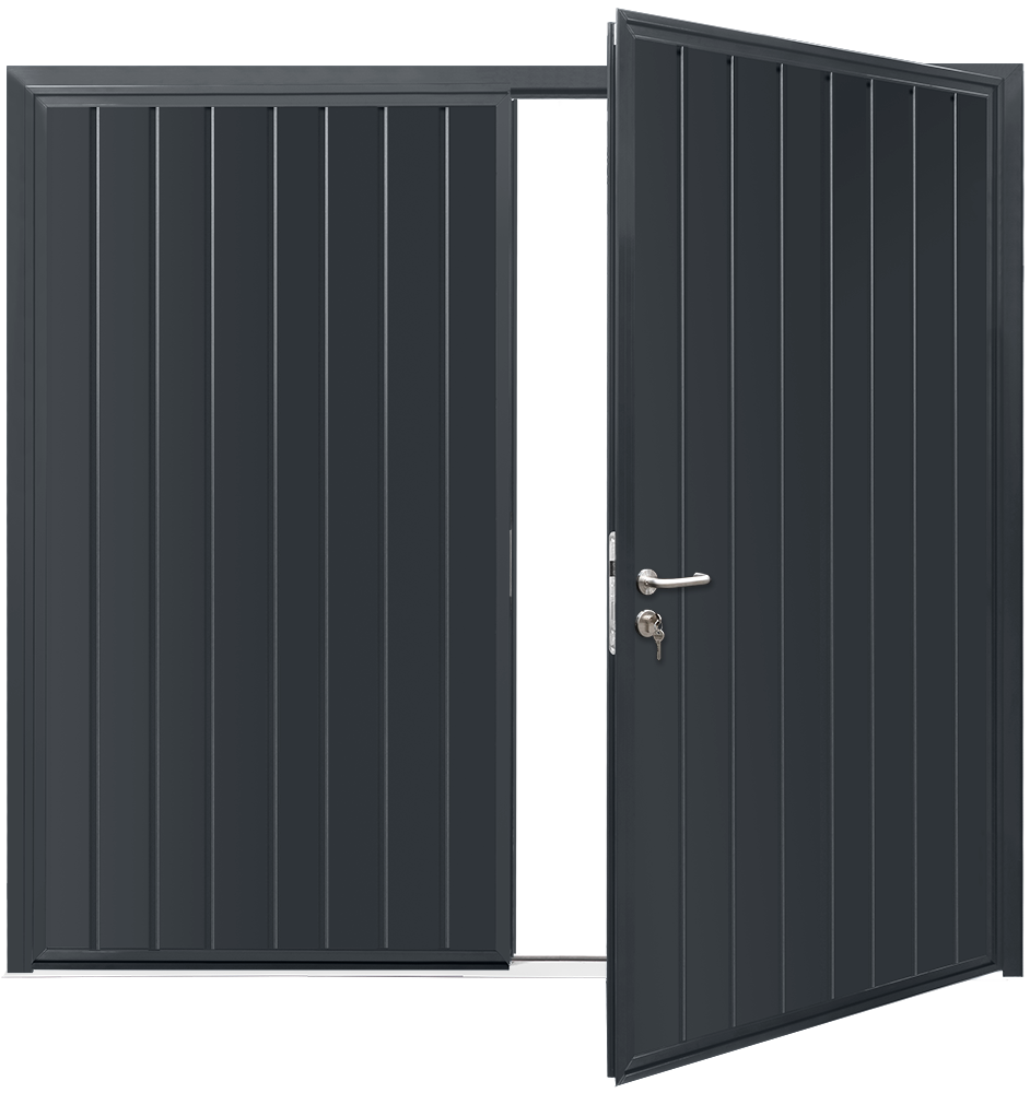 Teckentrup Insulated CarTeck Side Hinged Standard Ribbed Vertical - Graphite Grey RAL 7024