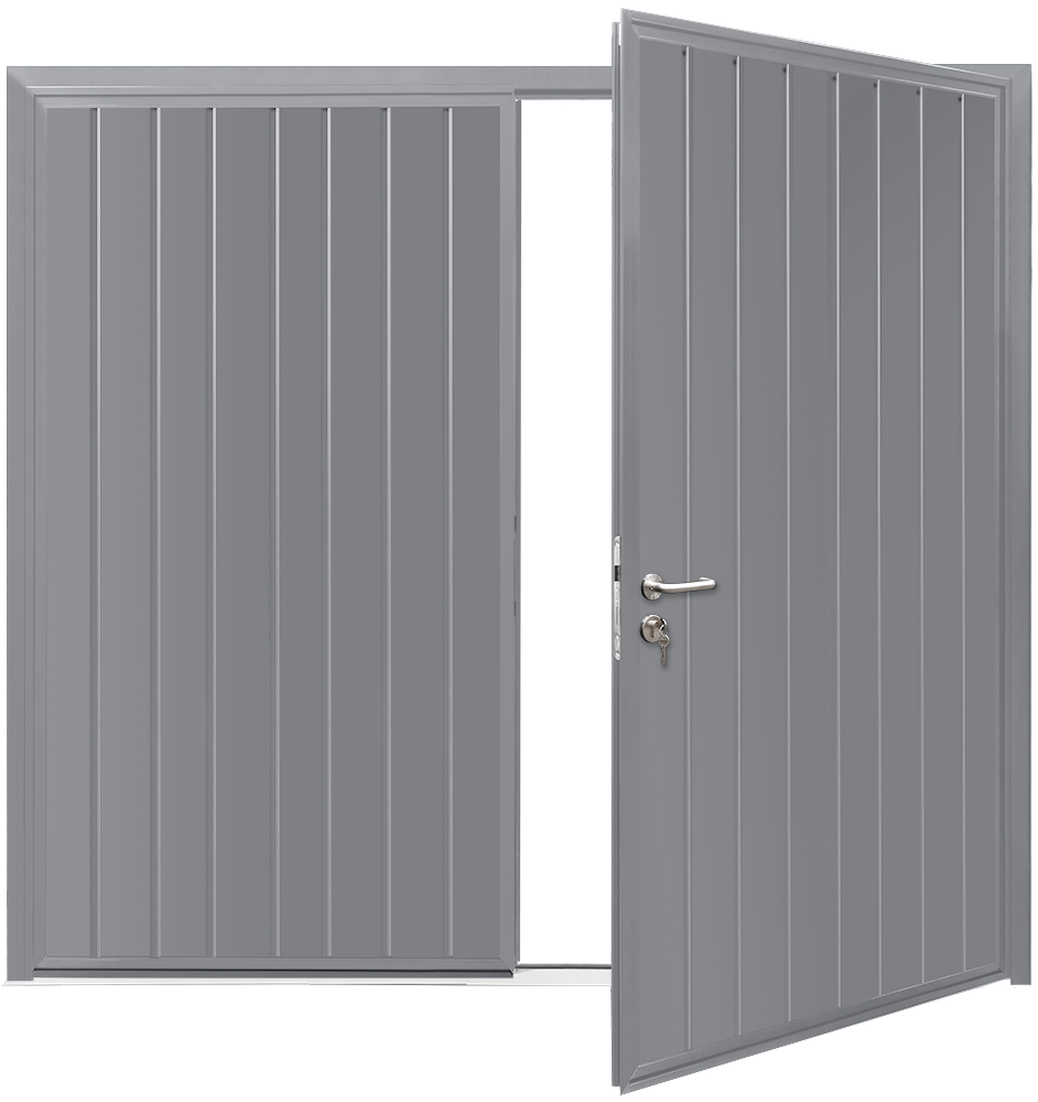 Car Teck Side Hinged Standard Rib Vertical Smooth Grey Aluminium RAL 9007