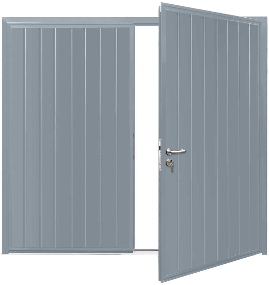 Teckentrup Insulated CarTeck Side Hinged Standard Ribbed Vertical - Silver Grey RAL 7001