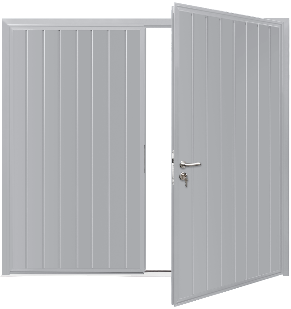 Car Teck Side Hinged Standard Rib Vertical Smooth White Aluiminium RAL 9006