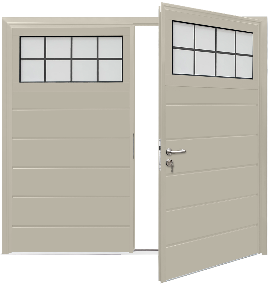 Teckentrup Insulated CarTeck Side Hinged Traditional Centre Ribbed Horizontal - Smooth Pebble Grey RAL 7032