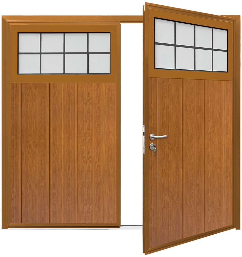 Teckentrup Insulated CarTeck Side Hinged Traditional Solid Vertical - Golden Oak