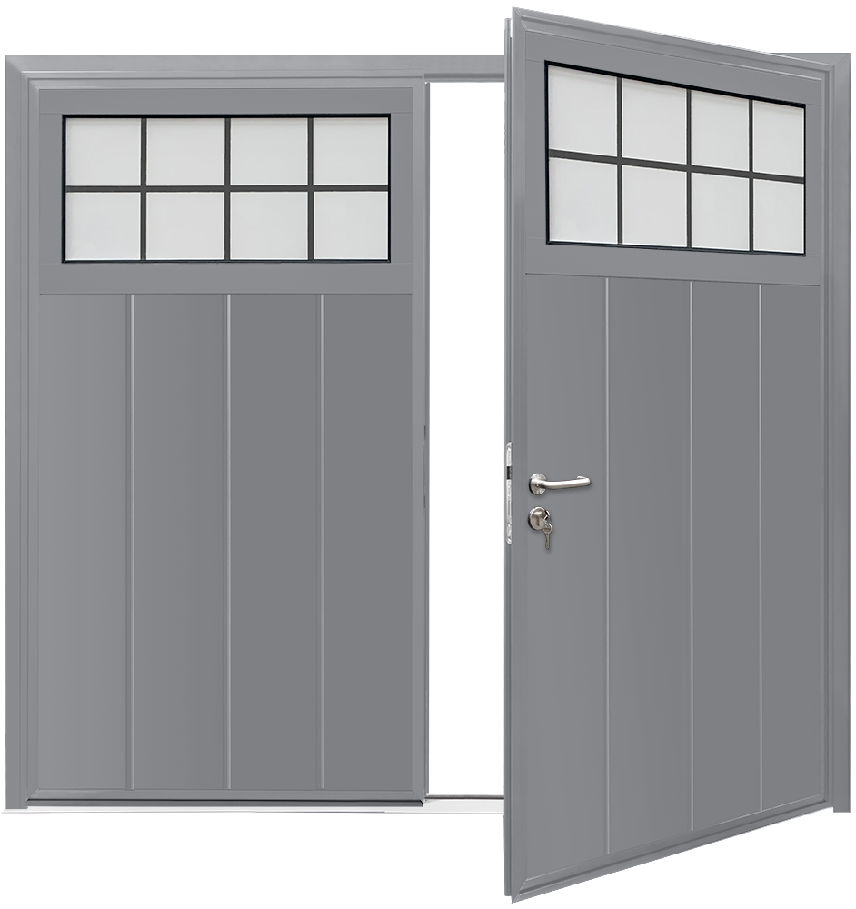 Teckentrup Insulated CarTeck Side Hinged Traditional Solid Vertical - Grey Aluminium RAL 9007