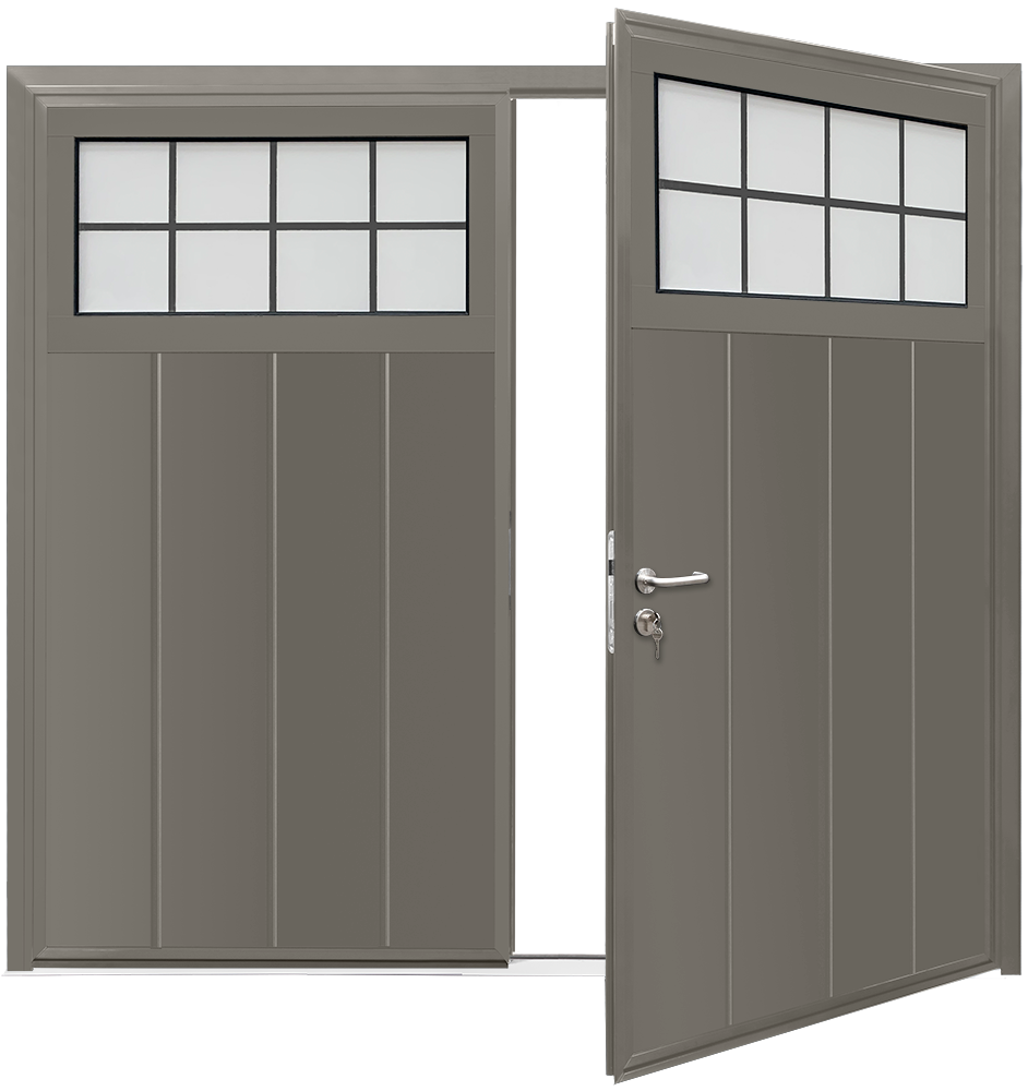 Teckentrup Insulated CarTeck Side Hinged Traditional Centre Ribbed Vertical - Quartz Grey RAL 7039