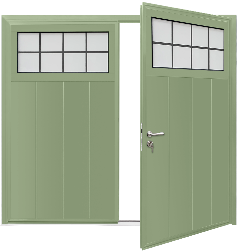 Car Teck Side Hinged Traditional Centre Rib Vertical Smooth Sage Green RAL 130 60 10
