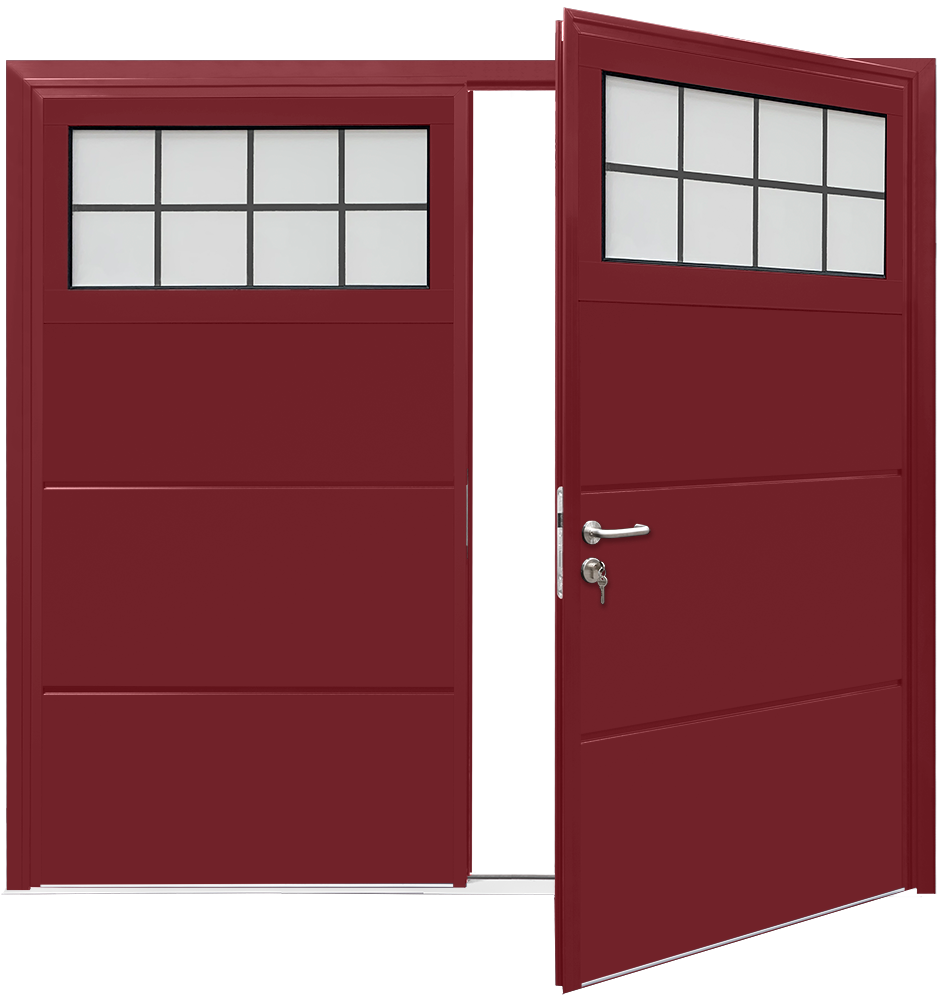 Teckentrup Insulated CarTeck Side Hinged Traditional Solid Horizontal - Burgundy RAL 3004