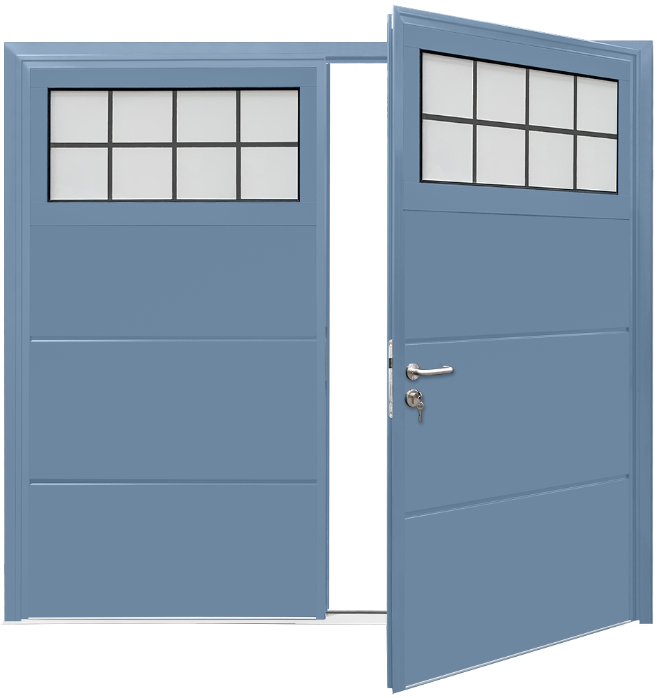 Teckentrup Insulated CarTeck Side Hinged Traditional Solid Horizontal - Pigeon Blue RAL 5014
