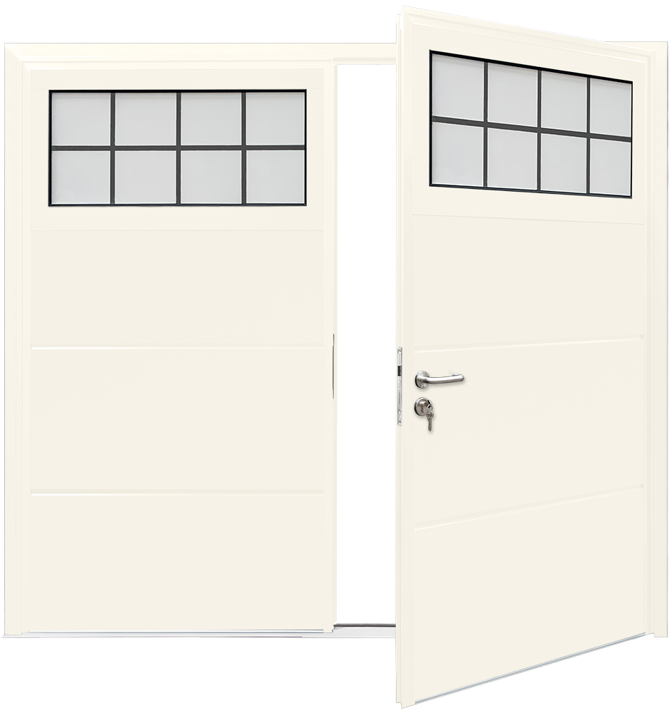 Car Teck Side Hinged Traditional Solid Horizontal Smooth Pure white RAL 9010