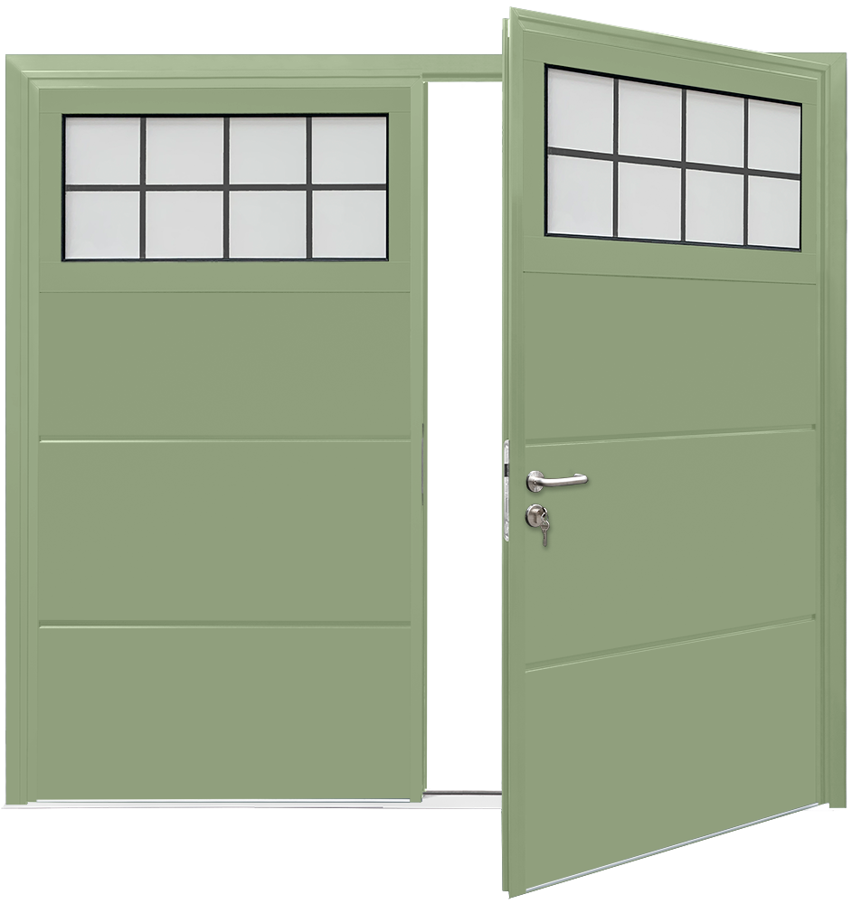Car Teck Side Hinged Traditional Solid Horizontal Smooth Sage Green RAL 130 60 10