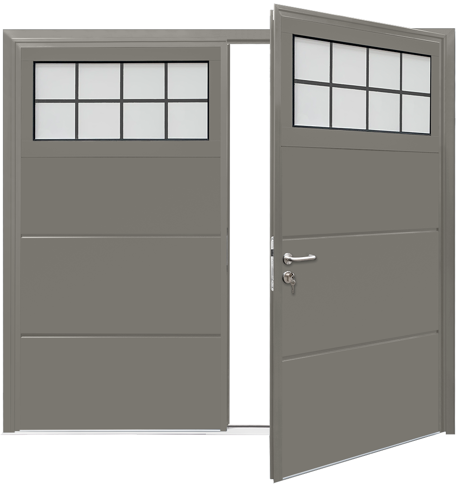 Car Teck Side Hinged Traditional Solid Horizontal Smooth Umbra Grey RAL 7022