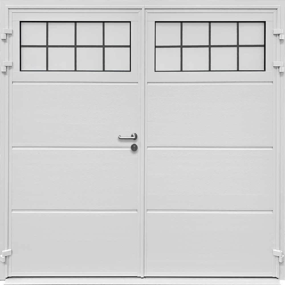 Carteck Traditional Side Hinged Garage Door - Solid Ribbed Horizontal