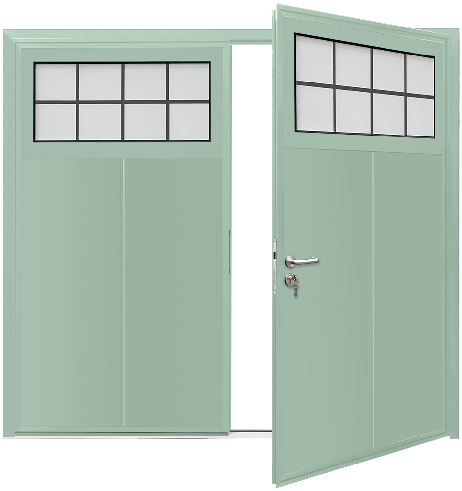Car Teck Side Hinged Traditional Solid Vertical Smooth Chartwell Green BS 14 C 35