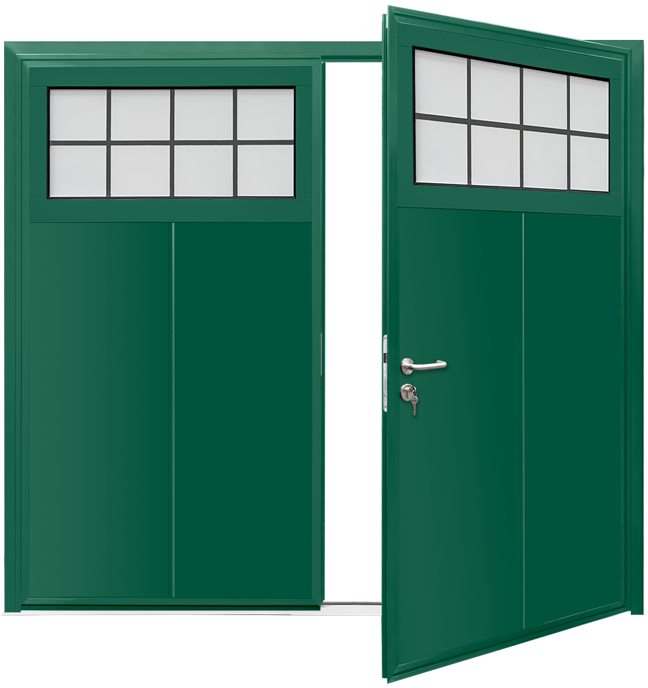 Teckentrup Insulated CarTeck Side Hinged Traditional Solid Vertical - Moss Green RAL 6005