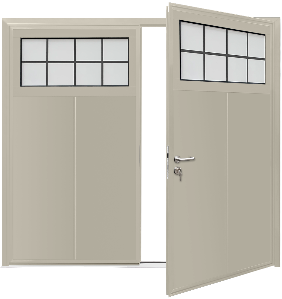 Car Teck Side Hinged Traditional Solid Vertical Smooth Pebble Grey RAL 7032