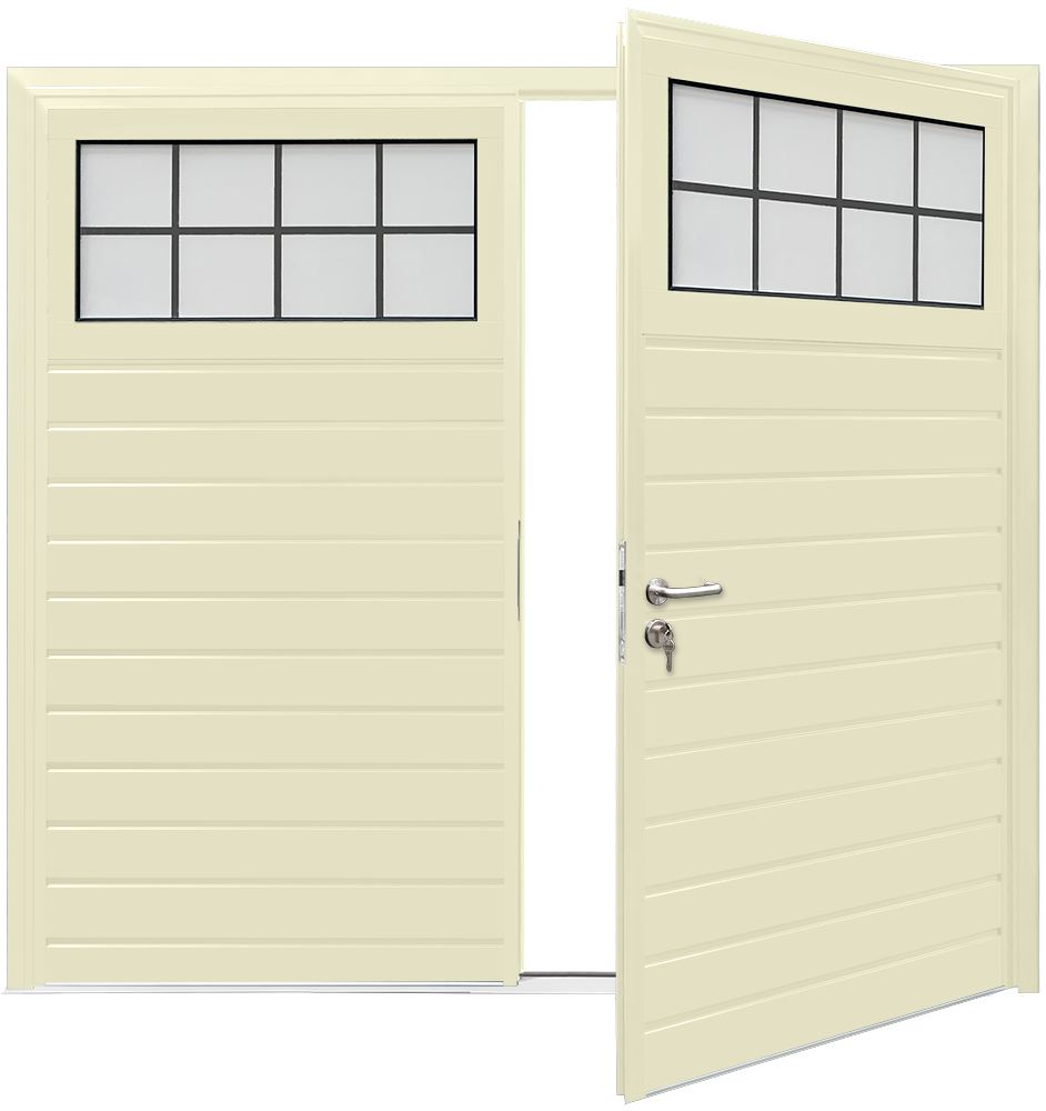 Teckentrup Insulated CarTeck Side Hinged Traditional Standard Ribbed Horizontal - Smooth Cream RAL 9001
