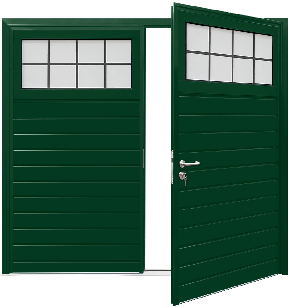 Car Teck Side Hinged Traditional Standard Rib Horizontal Smooth Fir Green RAL 6009