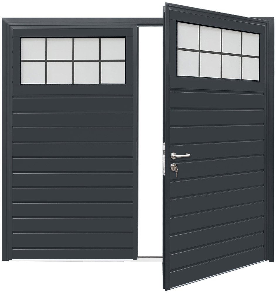 Teckentrup Insulated CarTeck Side Hinged Traditional Standard Ribbed Horizontal - Graphite Grey RAL 7024