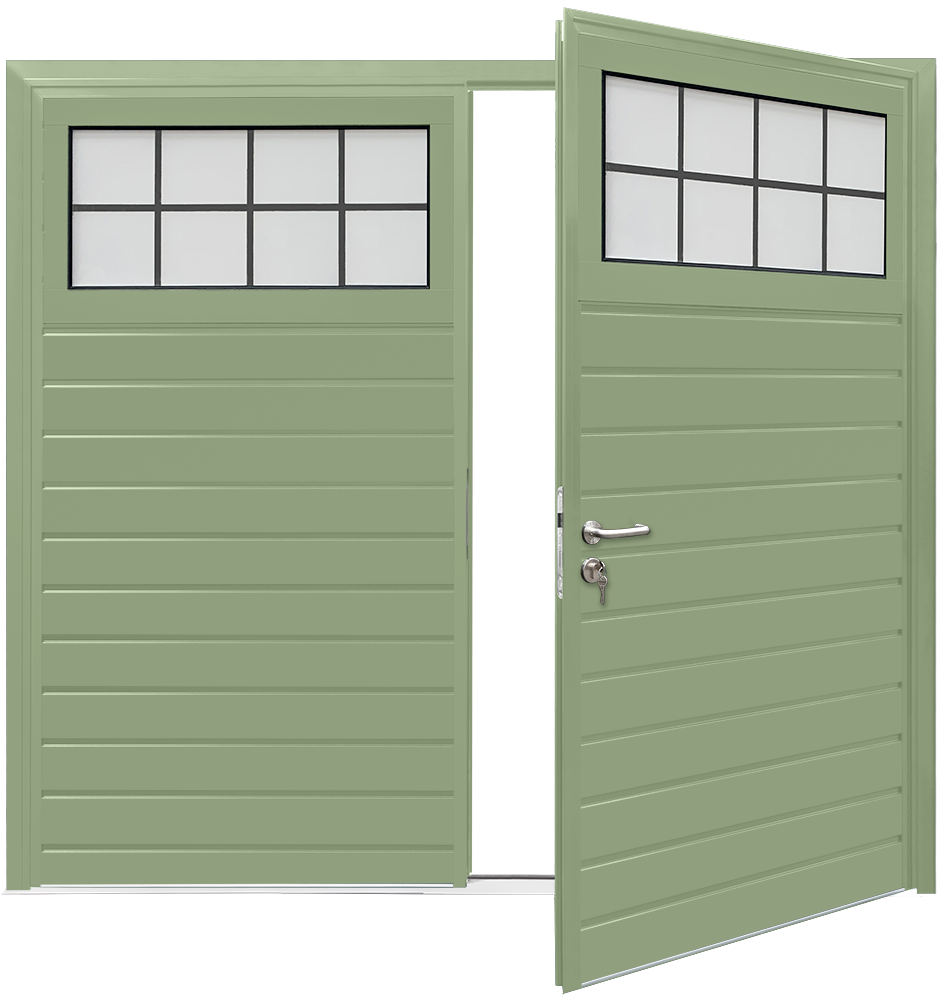 Car Teck Side Hinged Traditional Standard Rib Horizontal Smooth Sage Green RAL 130 60 10