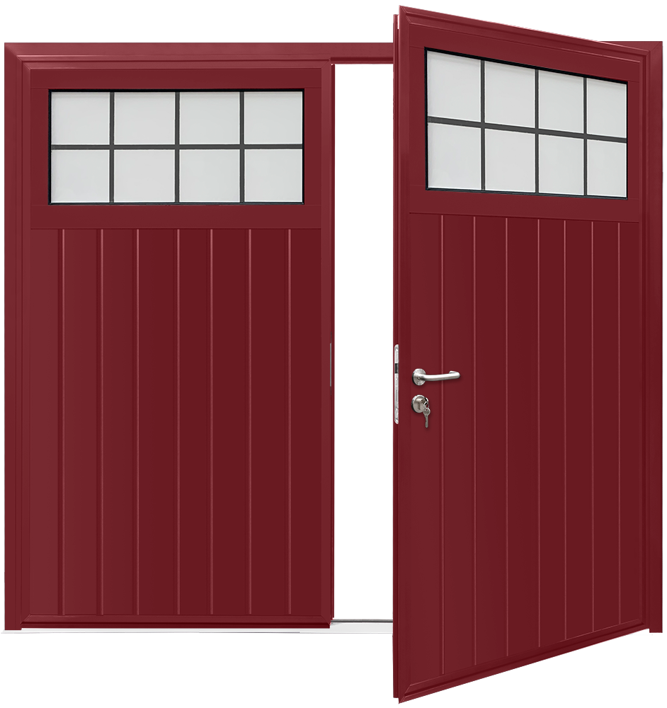 Car Teck Side Hinged Traditional Standard Rib Vertical Smooth Burgundy RAL 3004