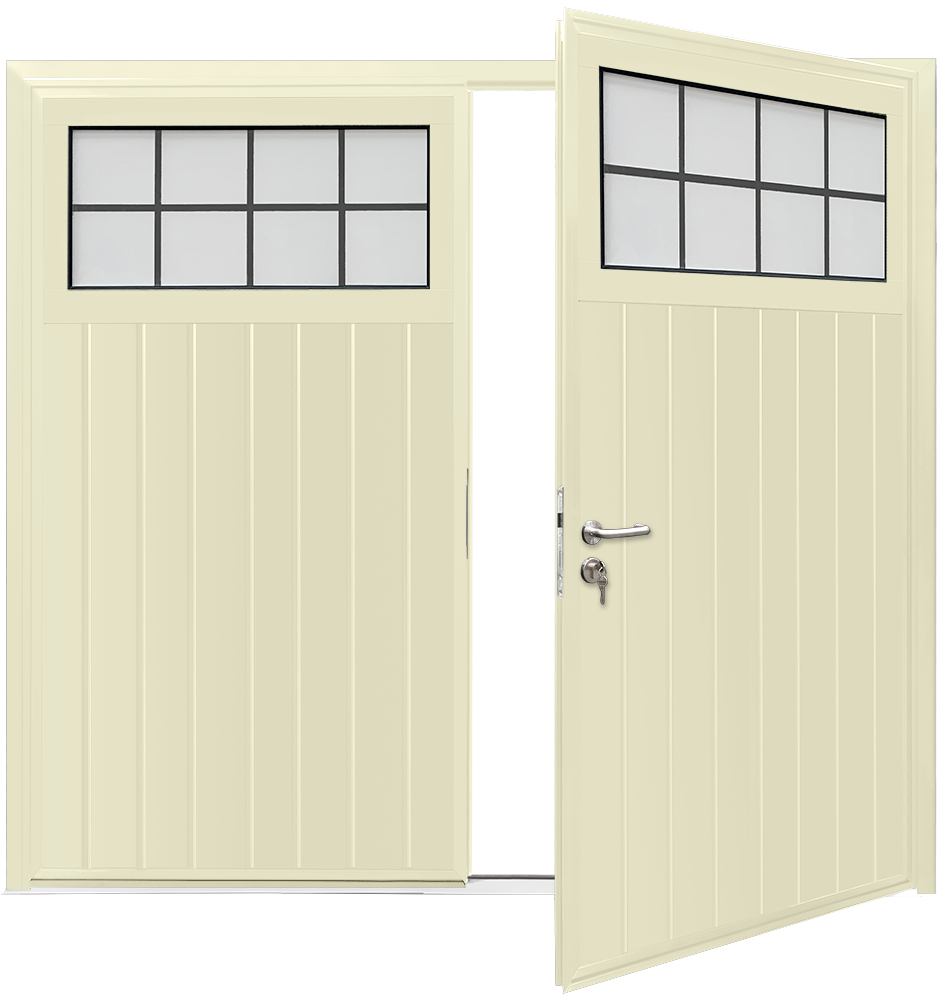 Car Teck Side Hinged Traditional Standard Rib Vertical Smooth Cream RAL 9001