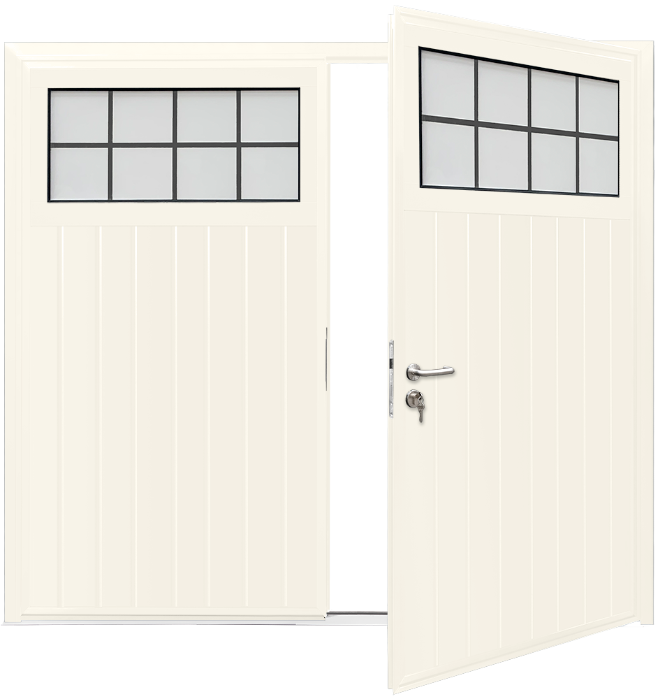 Teckentrup Insulated CarTeck Side Hinged Traditional Standard Ribbed Vertical - Smooth Pure white RAL 9010