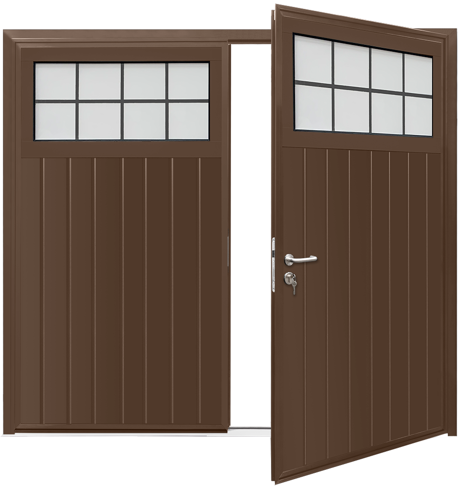 Teckentrup Insulated CarTeck Side Hinged Traditional Standard Ribbed Vertical - Terra Brown RAL 8028