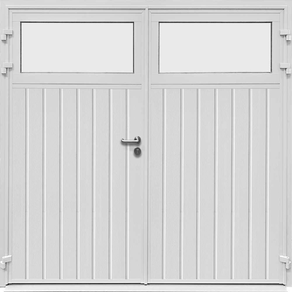 CarTeck Traditional Side Hinged Garage Door - Standard Ribbed Vertical with Plain Window Option