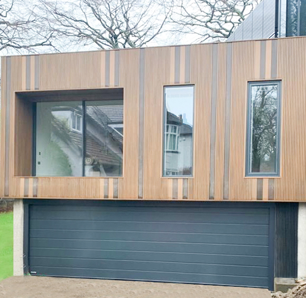 CarTeck Centre Ribbed Supersize Sectional Garage Door - Anthracite Grey