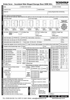 CarTeck Insulated Side Hinged Garage Door (Order Form) cover