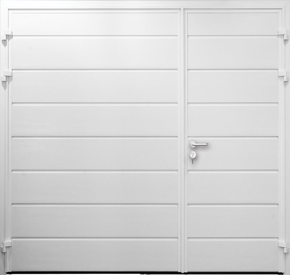 CarTeck Centre Ribbed Side Hinged Garage Door - Asymmetric Horizontal