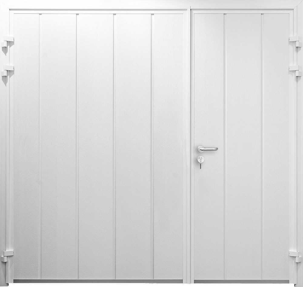 CarTeck Centre Ribbed Side Hinged Garage Door - Asymmetric Vertical