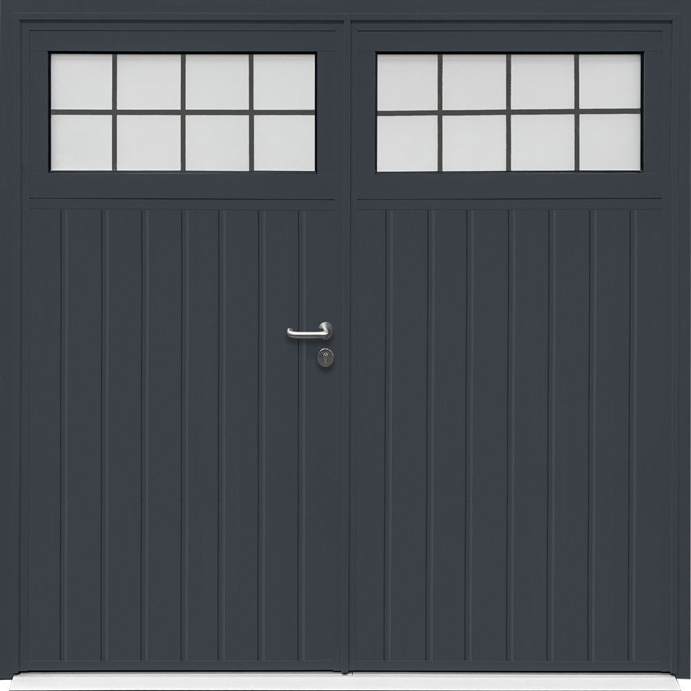 CarTeck Traditional Side Hinged Garage Door - Standard Ribbed Vertical Anthracite Grey RAL 7016
