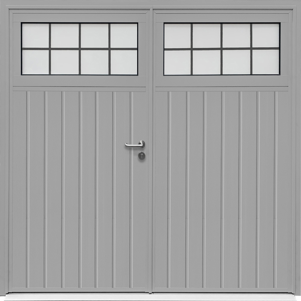 CarTeck Traditional Side Hinged Garage Door - Standard Ribbed Vertical White Aluminium RAL 9006