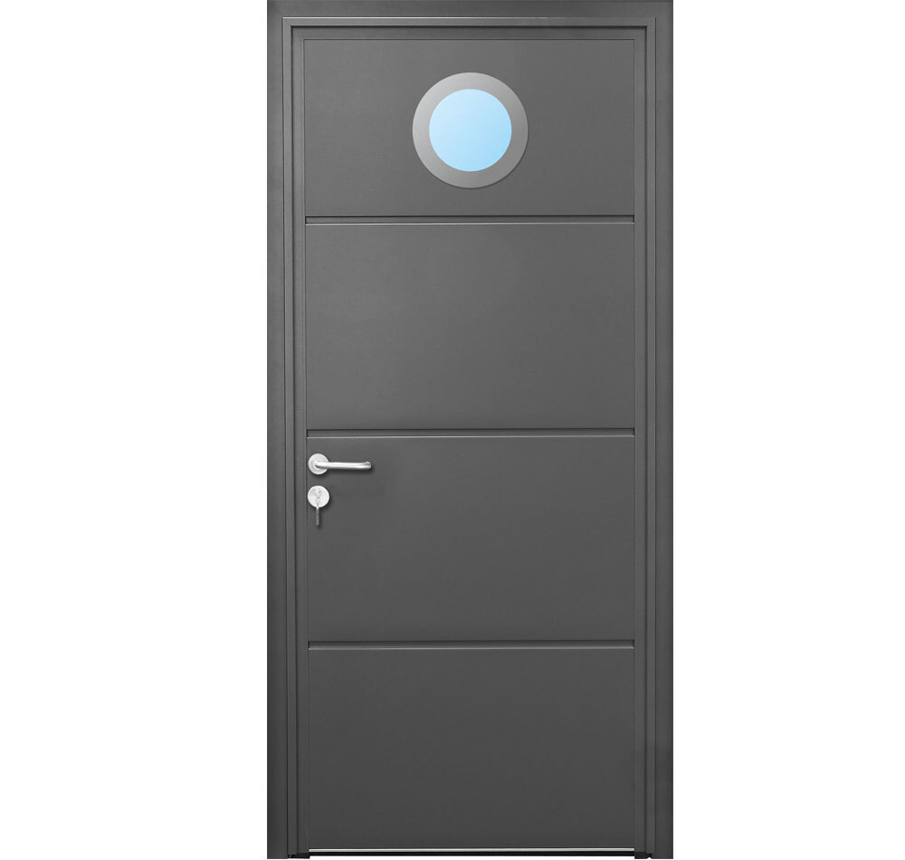 CarTeck Solid Personnel Door - Anthracite Grey with Bling Zeta Window ø280mm