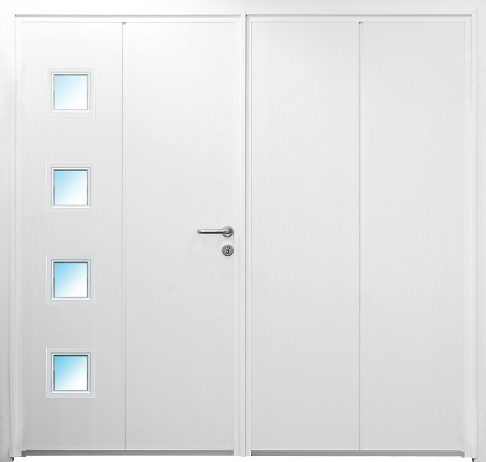 CarTeck Solid Side Hinged Garage Door - Vertical with Type 1 Square Windows