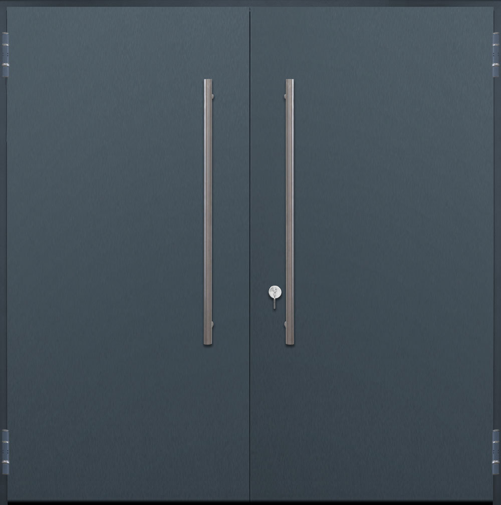 Teckentrup 62 Swing Secure in Anthracite with a pair of 1200mm Stainless Steel D Handles