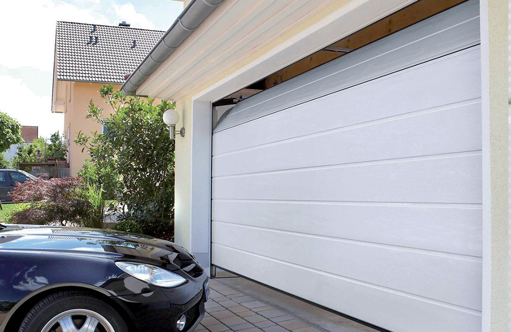 Carteck Centre Rib Sectional Garage Door - Woodgrain White RAL 9016