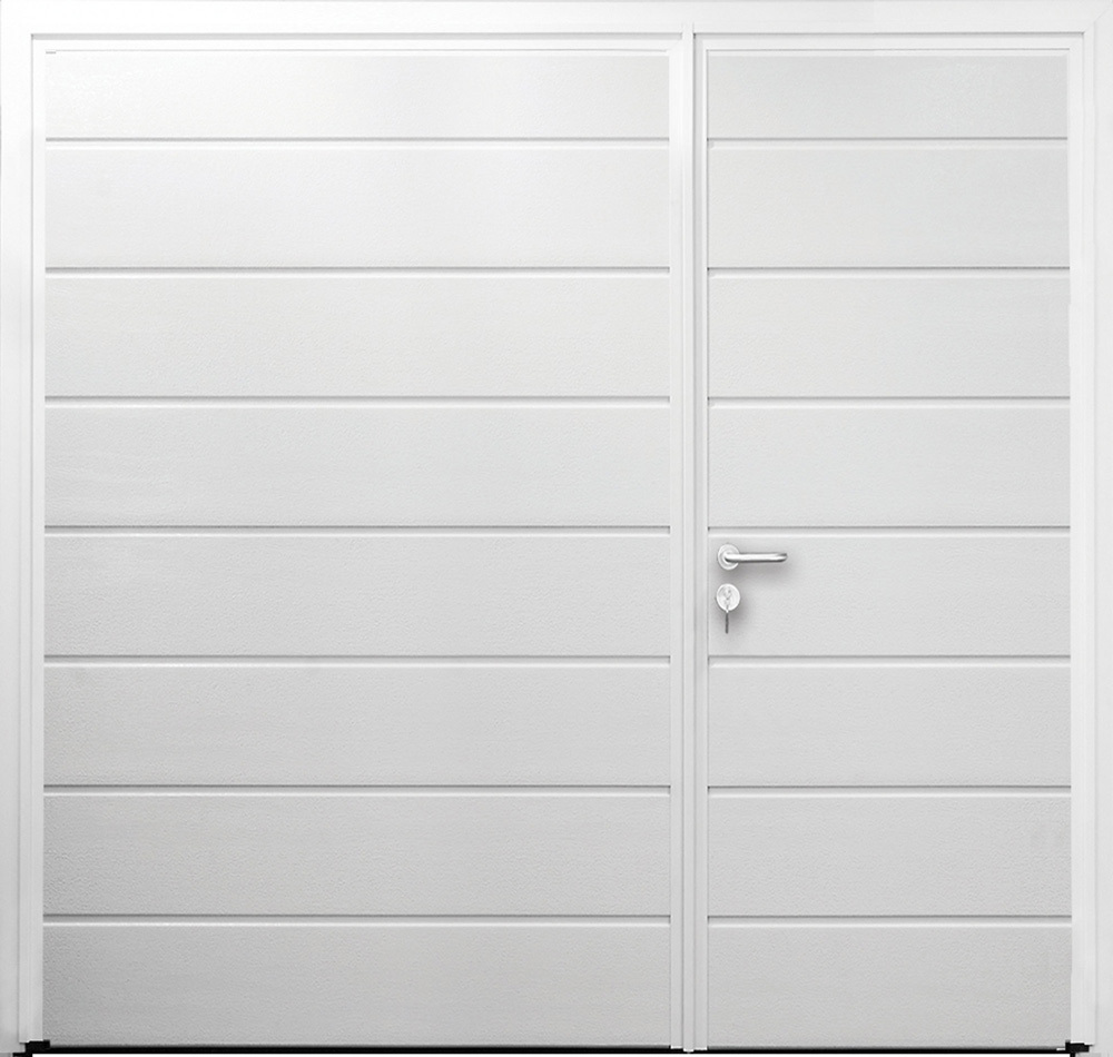 CarTeck Centre Ribbed Side Hinged Garage Door - Asymmetric Horizontal