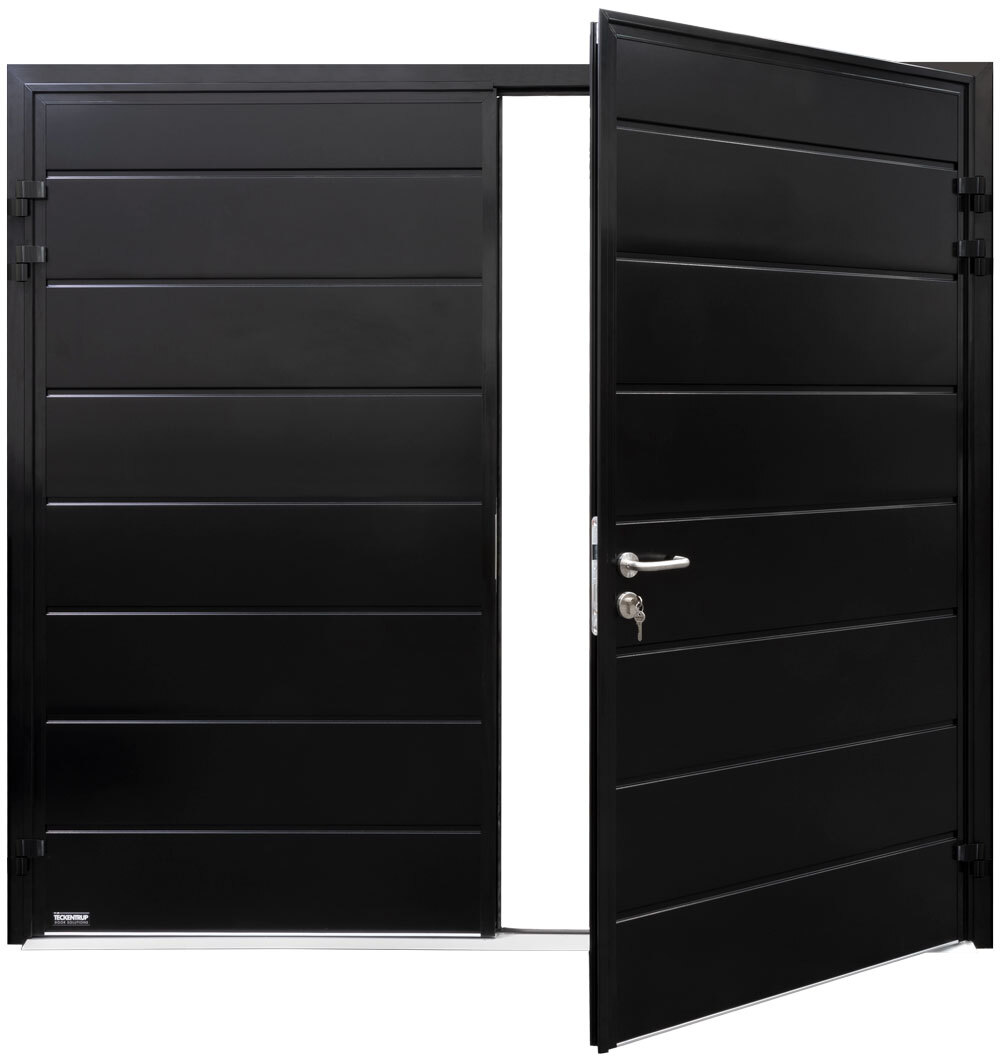 Teckentrup Carteck Side Hinged Centre Ribbed Horizontal Smooth In Black 2