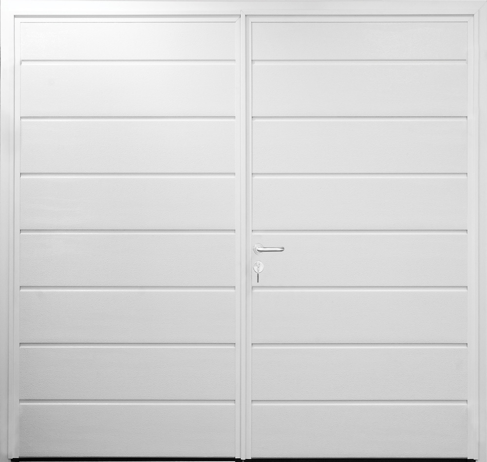 CarTeck Centre Ribbed Side Hinged Garage Door - Horizontal