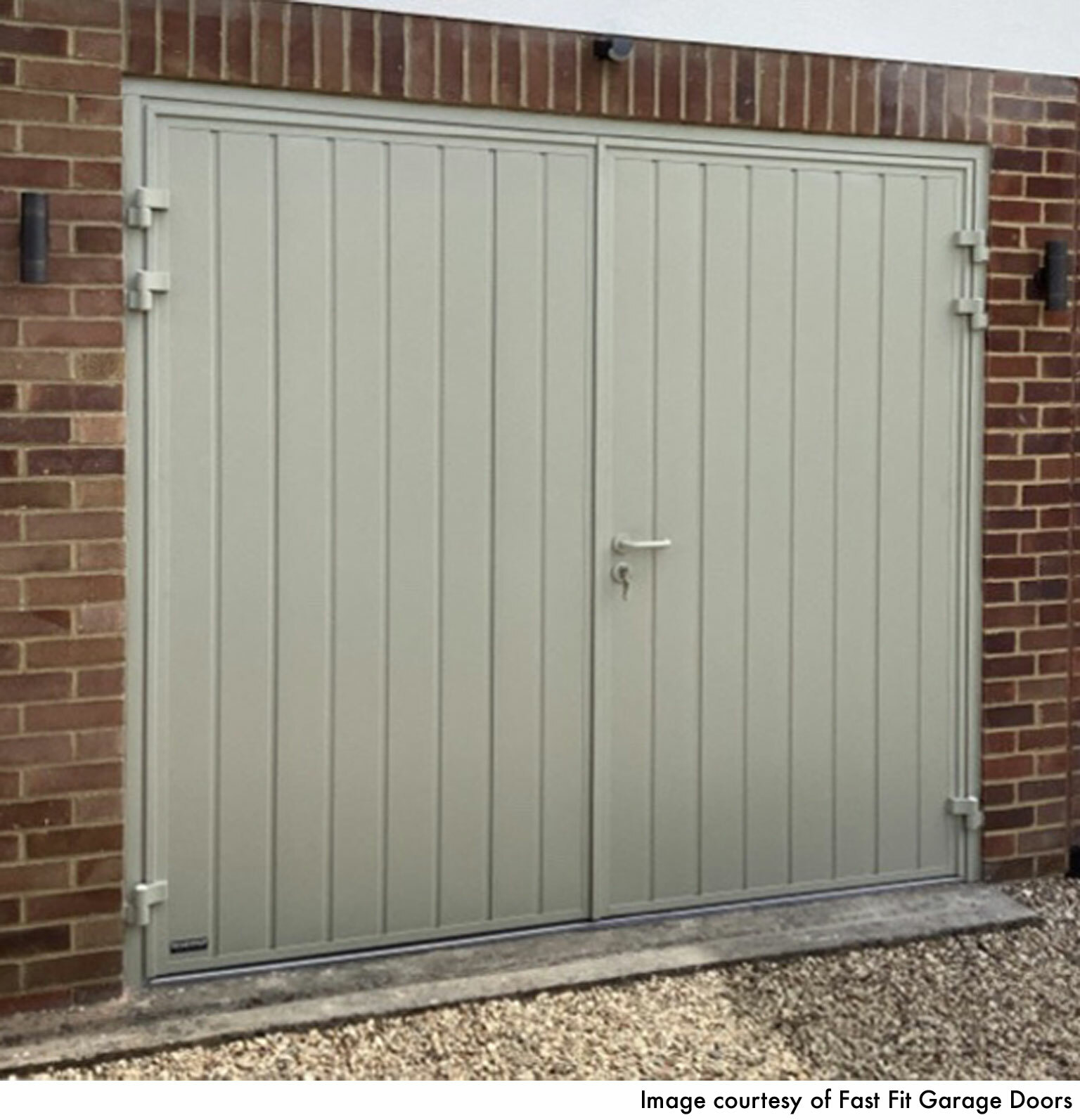 CarTeck Insulated Standard Ribbed Side Hinged Garage Door - Smooth Pebble Grey