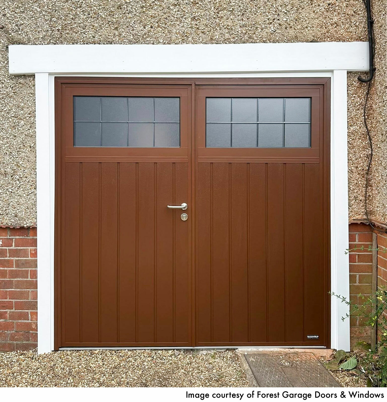 CarTeck Insulated Traditional Side Hinged Garage Door - Woodgrain Nut Brown