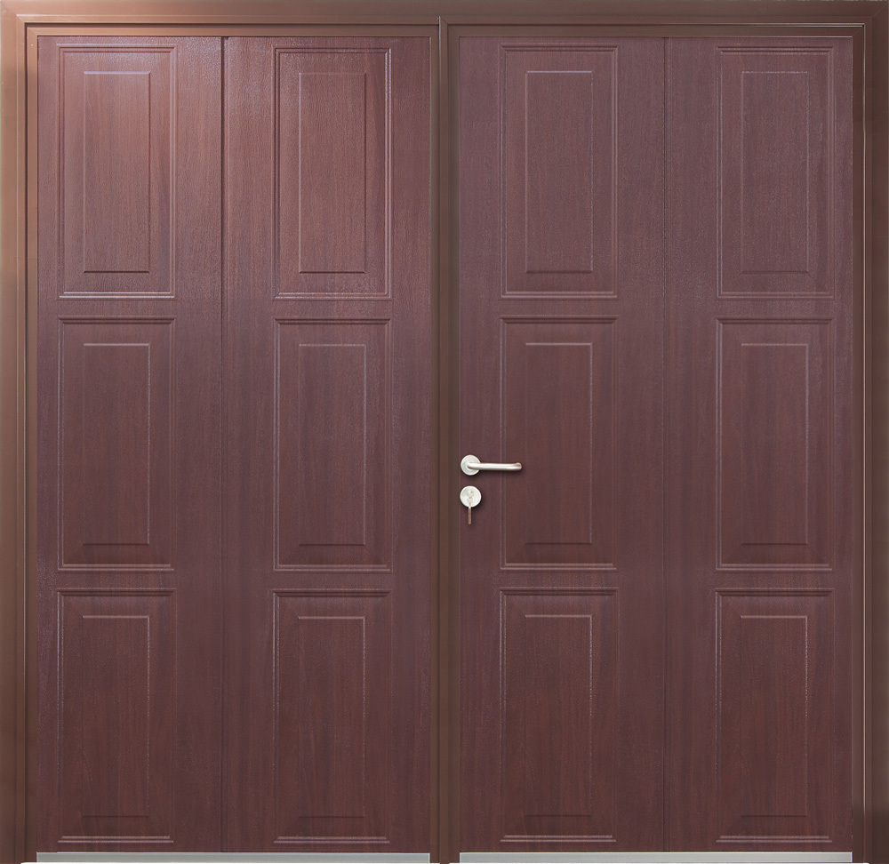 CarTeck Insulated Georgian Side Hinged Garage Door - Woodgrain Vertical Wood Effect Rosewood