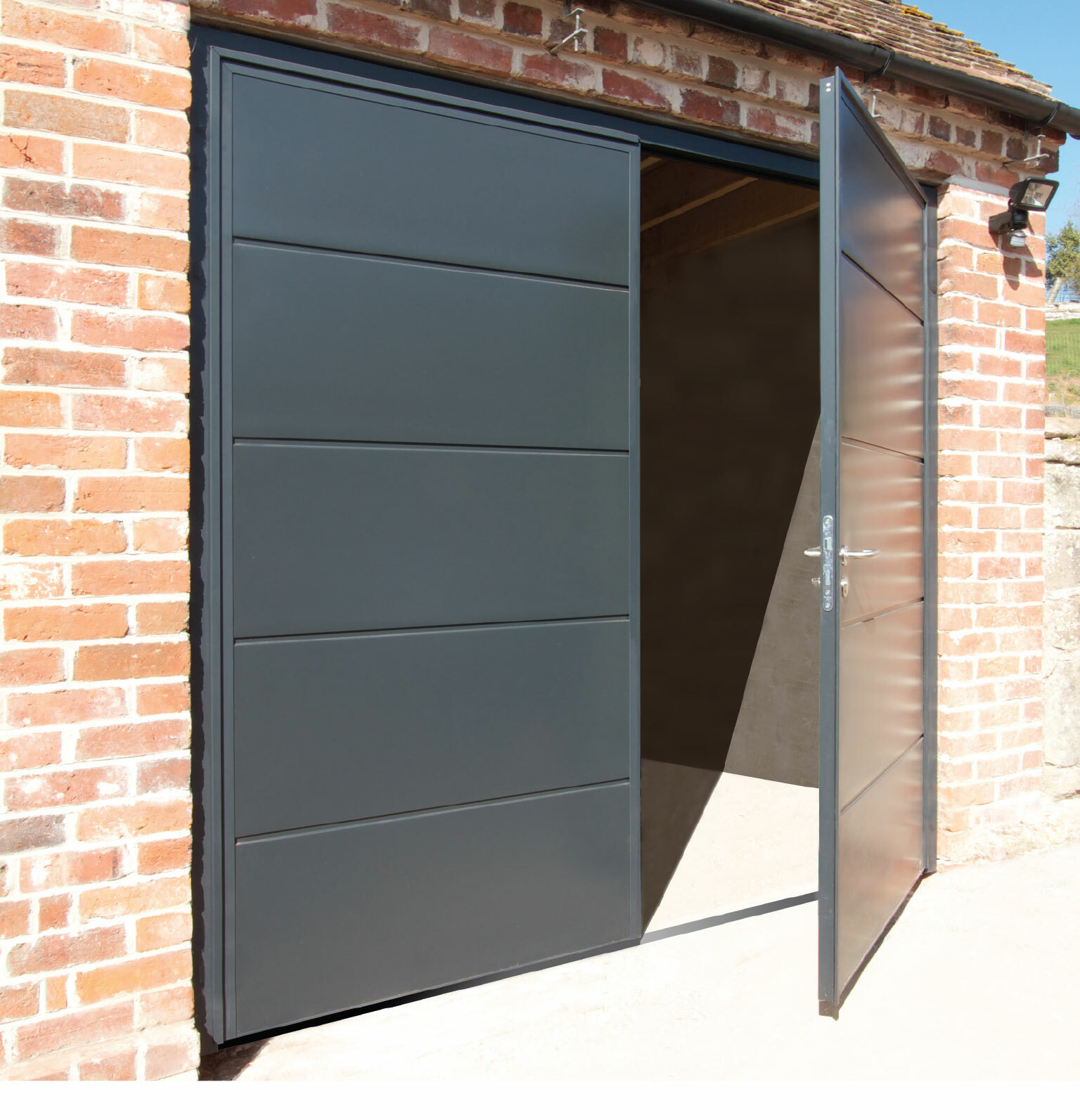 CarTeck Insulated Solid Side Hinged Garage Door - Smooth Anthracite Grey