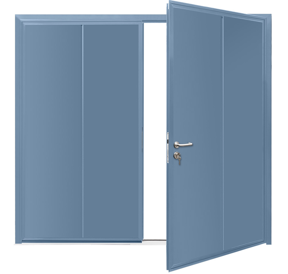 Teckentrup Insulated CarTeck Side Hinged Solid Vertical Pigeon Blue