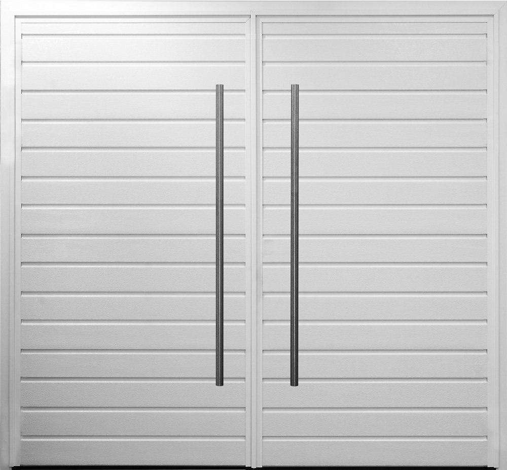 CarTeck Centre Ribbed Side Hinged Garage Door - Vertical with Twin 1200mm D-Handles