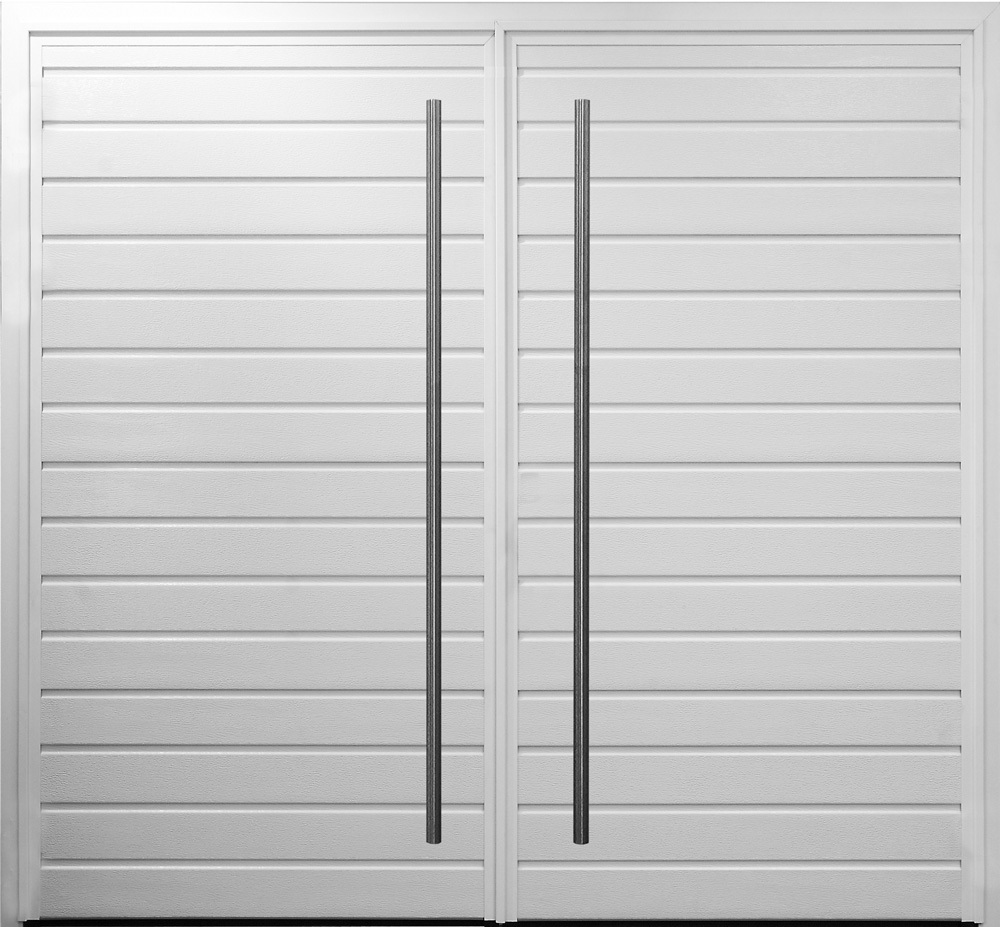 CarTeck Centre Ribbed Side Hinged Garage Door - Vertical with Twin 1500mm D-Handles