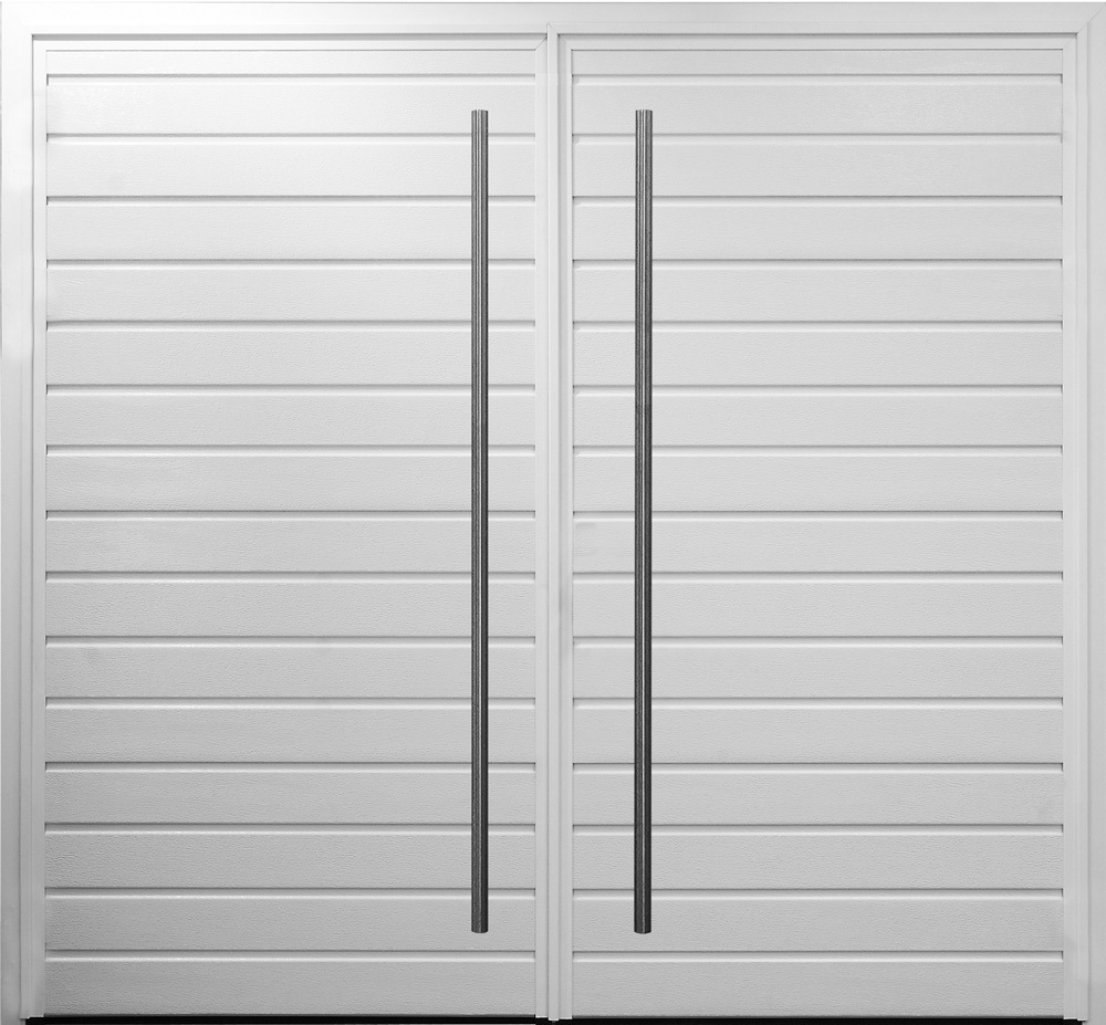 CarTeck Insulated Centre Ribbed Side Hinged Garage Door - Vertical with Twin 1500mm D-Handles